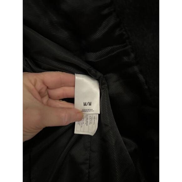 Express Mens Medium Coat Wool Blend Military Peacoat Winter Button Zip Gray - Picture 5 of 10